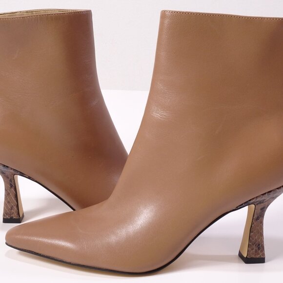 Marc Fisher Hint Snake-Print Heel Leather Booties Ankle Boots 7.5 NWOB 199 TAN - Picture 3 of 8
